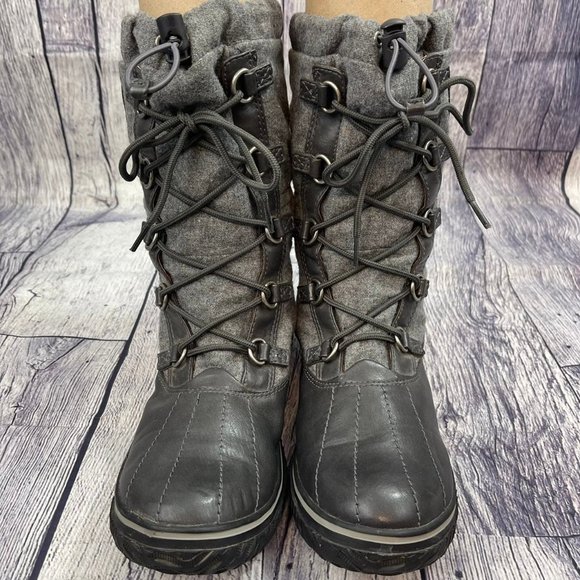 Lucky Brand Lace Up Duck Boot Women's Faux Fur Lined Winter Rain trail Boot Gray - Picture 7 of 12